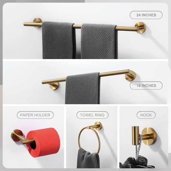 Towel Rail Wall Mounted, 60CM Bathroom Towel Rack With 5 Hooks, Stainless Steel Self Adhesive - View #11
