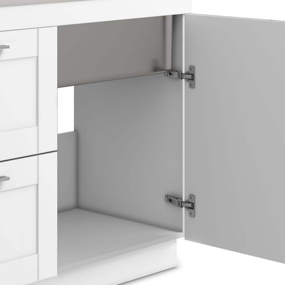 White 46 Inch Shaker Laundry Cabinet with Stainless Steel Sink
