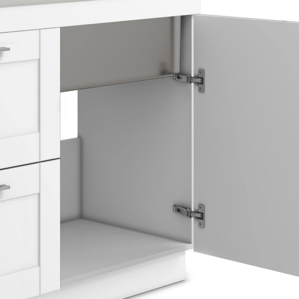 White 46 Inch Shaker Laundry Cabinet with Stainless Steel Sink