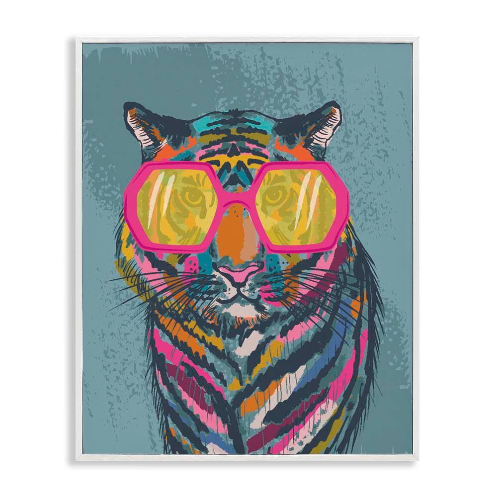 Bright Fashion Tiger by Lisa Perry Whitebutton White Framed Animal Giclee Art Print 14 in. x 11 in. price history on PriceWatchPro