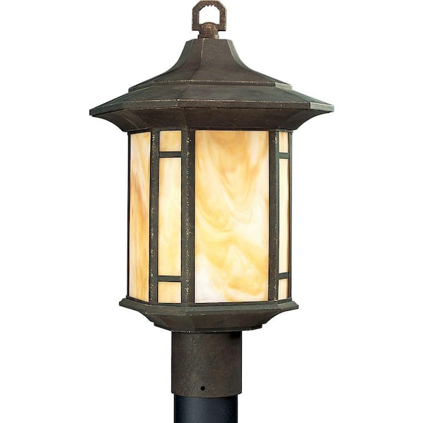 Progress Lighting Arts and Crafts Collection Weathered Bronze 1-Light Outdoor Post Lantern