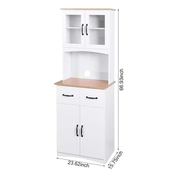15.75 in. D × 23.62 in. W × 66.90 in. H Wood Kitchen Pantry Storage Cabinet with Doors, Drawer, Ready to Assemble, White