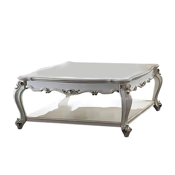 Acme Furniture Picardy 47 in. Antique Pearl Square Wood Coffee Table with Open Compartment