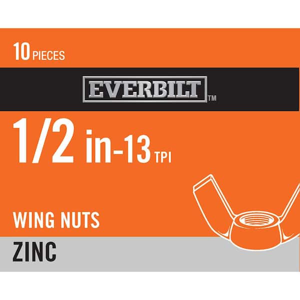 Everbilt 1/2-13 Zinc Plated Wing Nut (10-Pack)