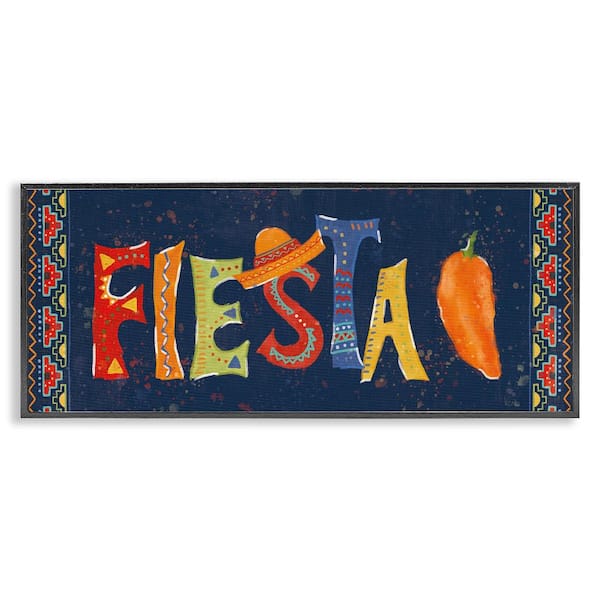 Stupell Industries Fiesta with Spicy Pepper by Veronique Charron Black Framed Food Giclee Art Print 10 in. x 24 in.
