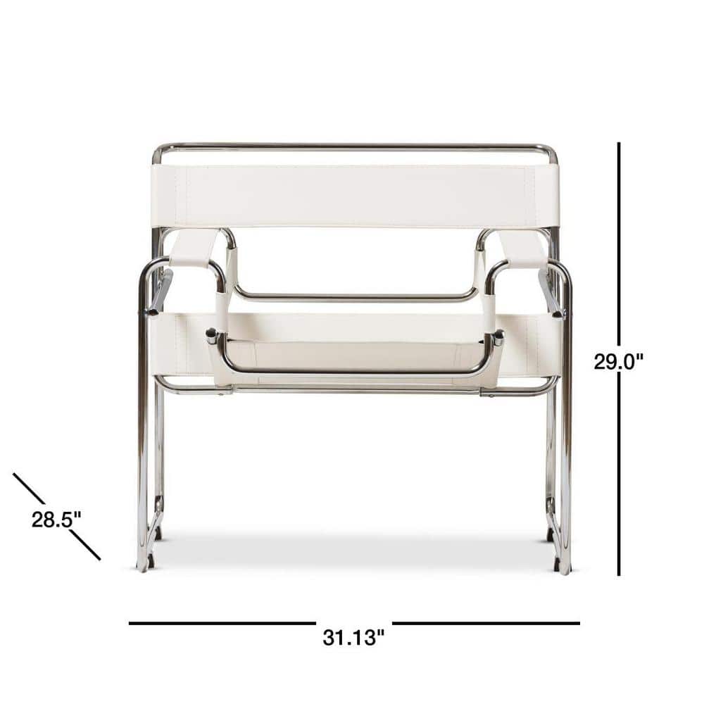Jericho Cream Leather and Chrome Mid-Century Modern Accent Chair