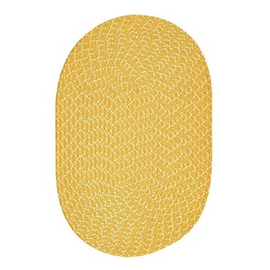 Sunsplash Braid Collection Yellow 42" x 66" Oval 100% Polypropylene Reversible Indoor/Outdoor Area Rug