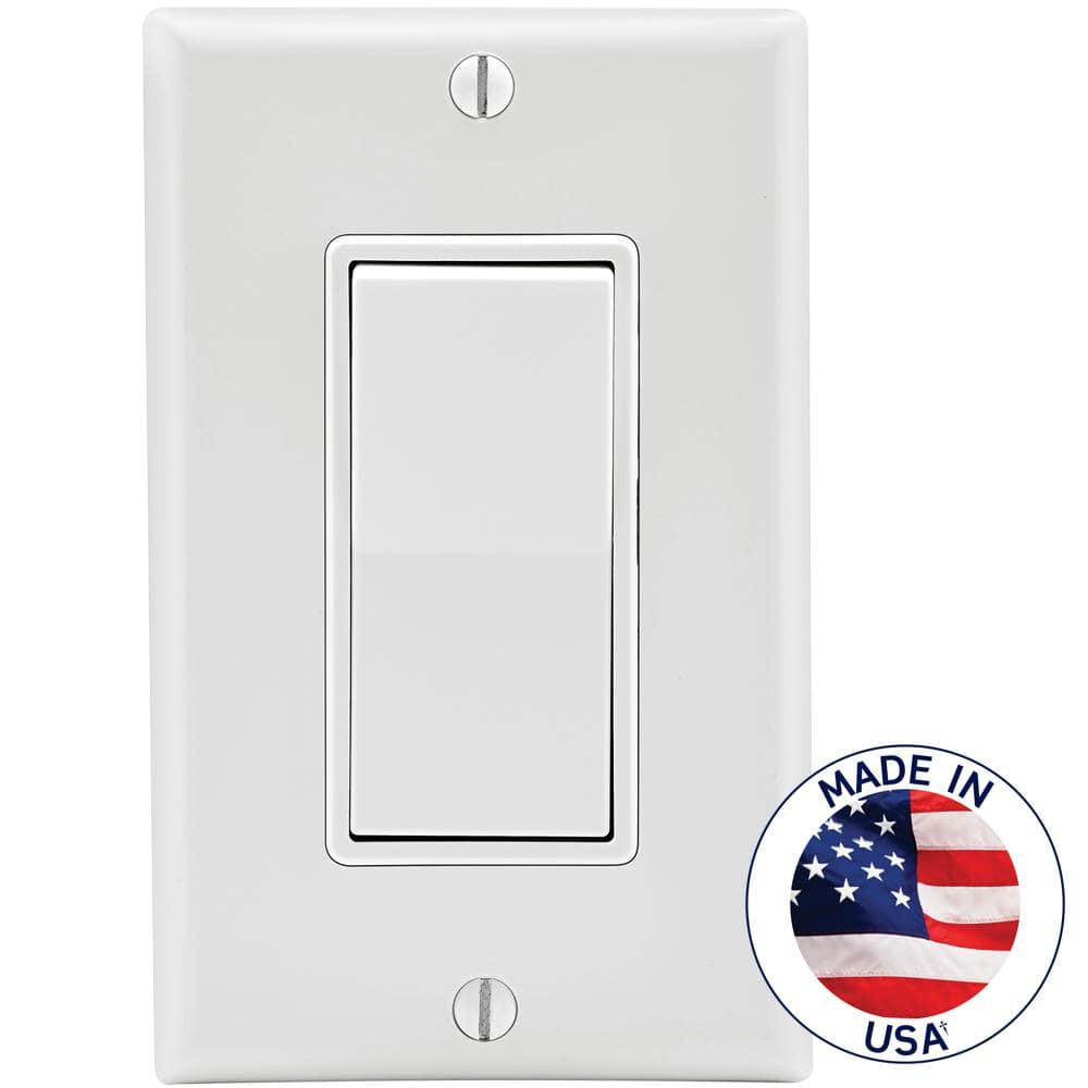 White Steel Single Pole Rocker Switch