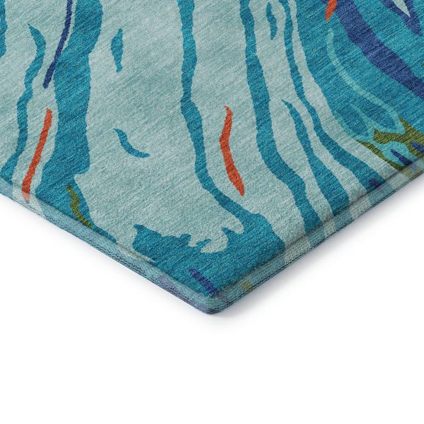 Mayfield Premium Machine Washable Abstract AMF1037 Blue 9 ft. x 12 ft. Area Rug