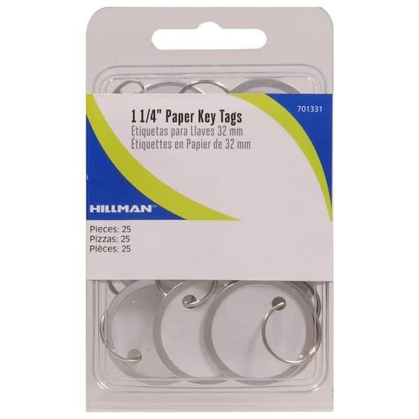 1-1/4 in. Paper Key Tags with Wire Rings (25-Pack)