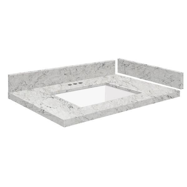 Transolid Silestone 28.25 in. W x 22.25 in. D Quartz White Rectangular Single Sink Vanity Top in Pietra