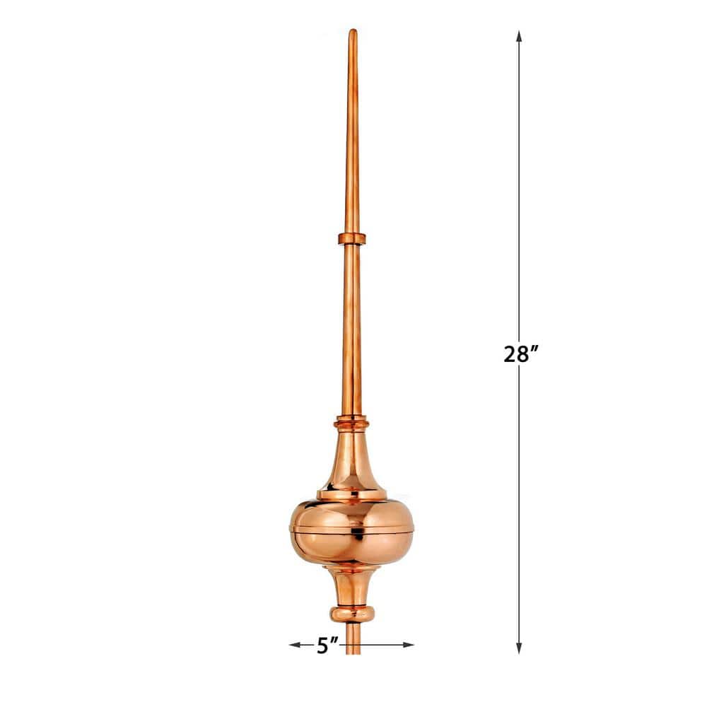 Morgana Polished Copper 33" Rooftop Finial with Steel Mount