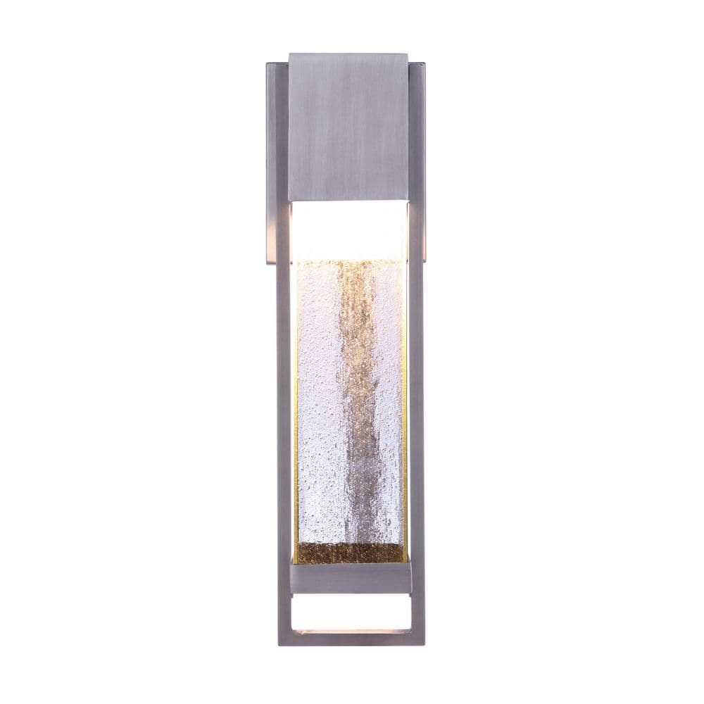 Brushed Titanium LED Outdoor Wall Lantern with Clear Seeded Glass