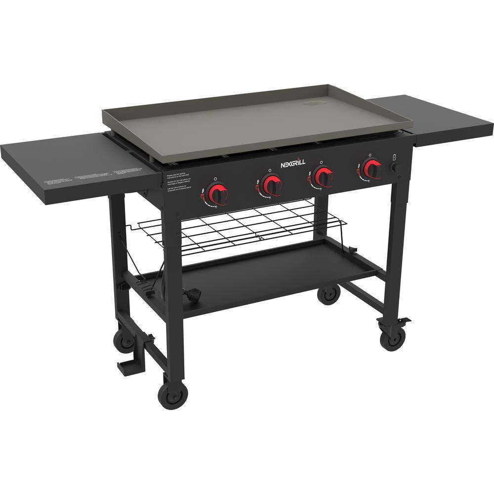 4-Burner Propane Gas Grill in Black with Griddle Top - 2