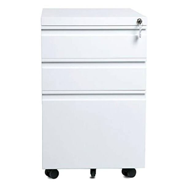 3Drawer White Mobile File AM914C95 The Home Depot