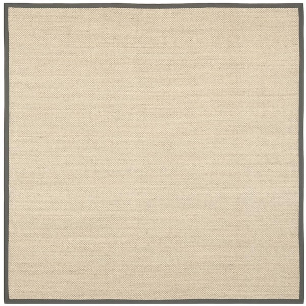 SAFAVIEH Natural Fiber Marble/Gray 9 ft. x 9 ft. Square Border Area Rug