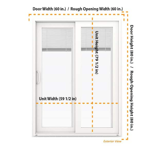 JELD-WEN 60 in. x 80 in. Chestnut Bronze Painted Steel Left-Hand Inswing  Full Lite Glass Active/Stationary Patio Door w/Blinds THDJW205900480 - The  Home Depot