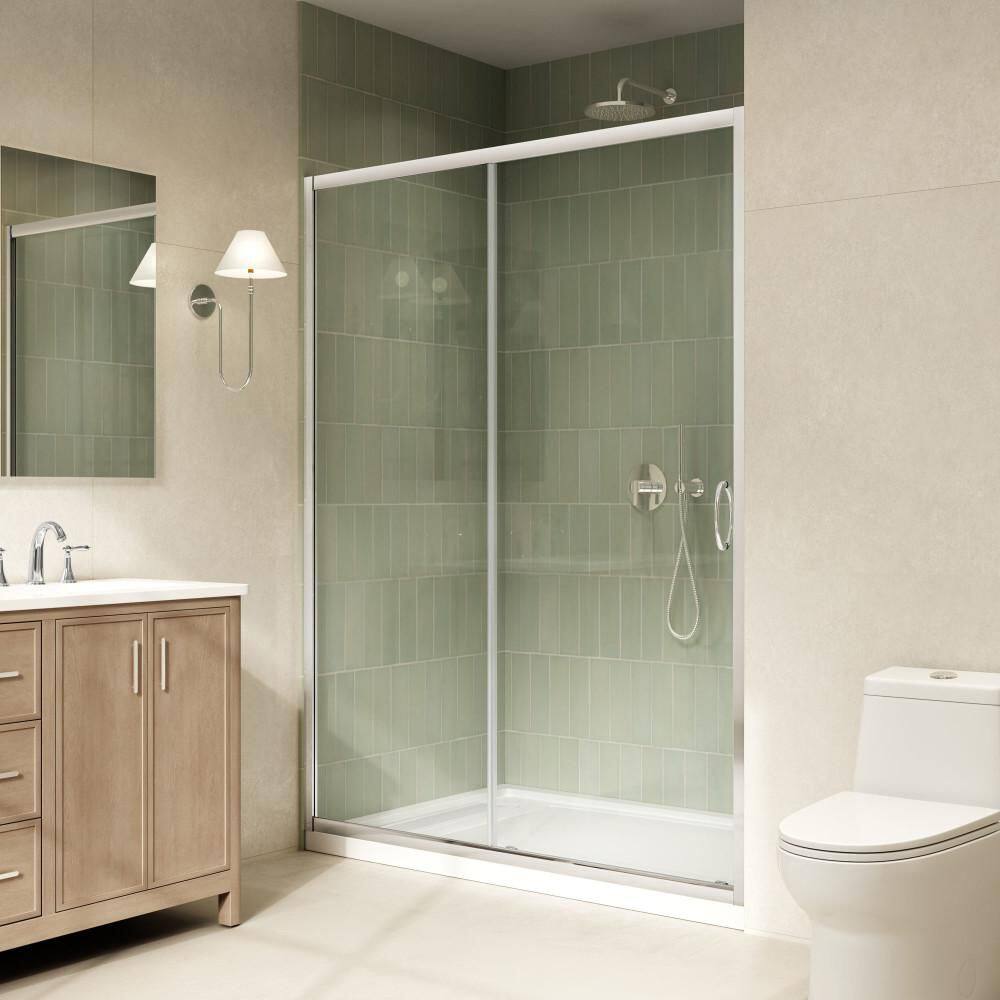 Breeze 60 in. L x 36 in. W x 72.83 in. H Straight Alcove Shower Kit in Chrome with Clear Sliding Door and Pan price history on PriceWatchPro