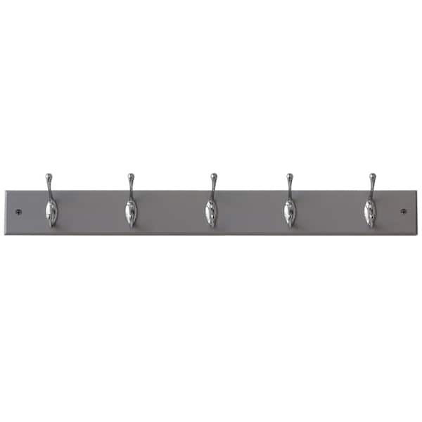 Home Basics 27 in. Grey 5 lbs. 5-Hook Over the Door Hook HDC80133 - The ...