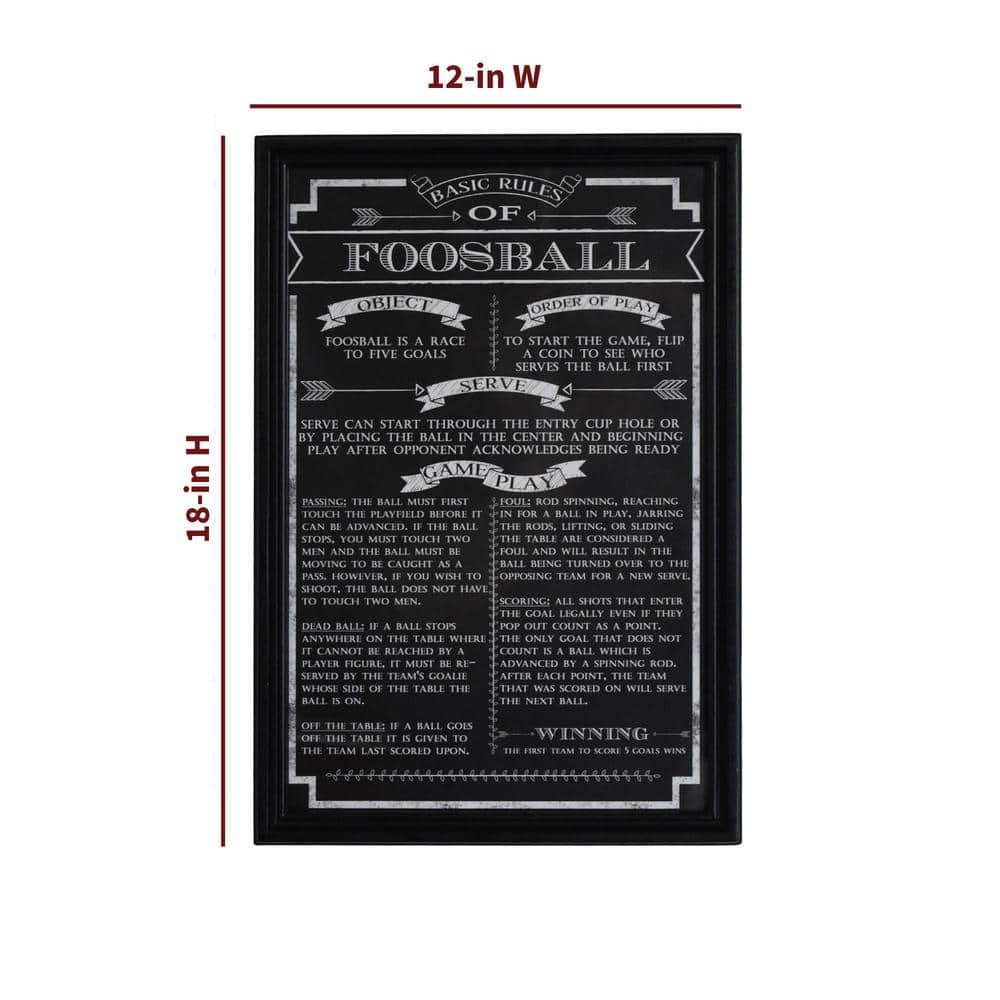 Black Framed Foosball Game Rules Wall Art