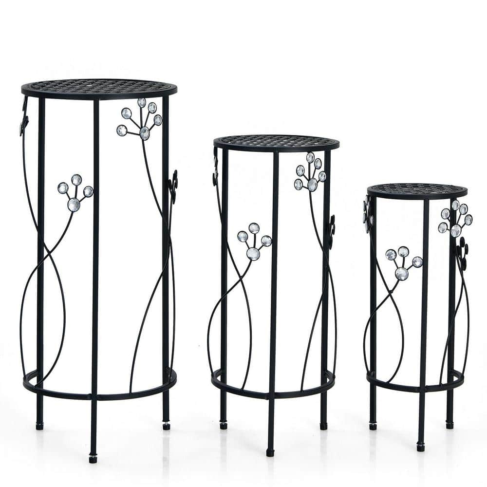 Floret Silver Black Steel Personalized Outdoor Planter Stand by JasonW  Studios