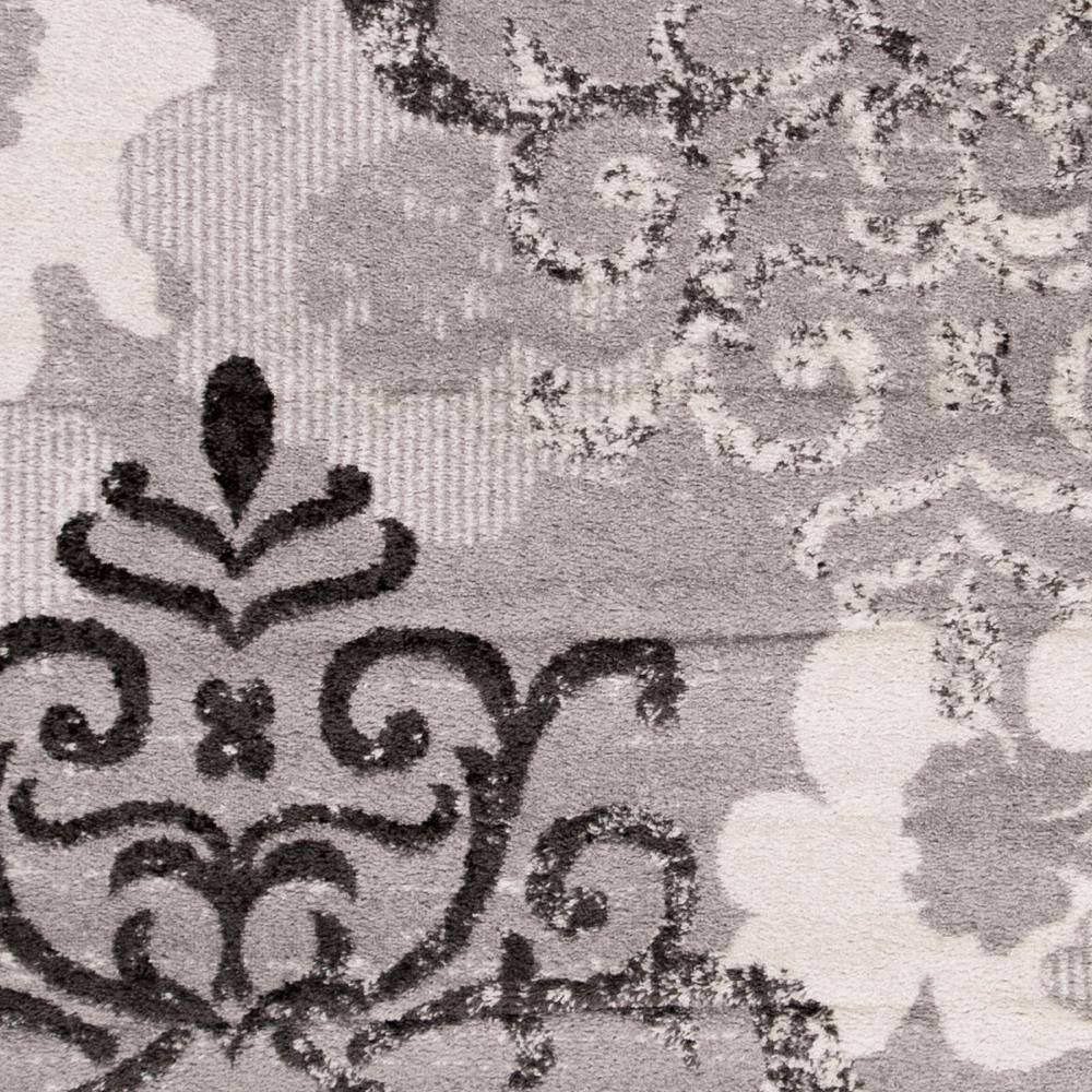 Silver Ivory 9' Square Reversible Synthetic Area Rug
