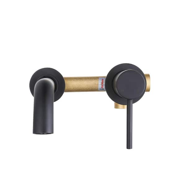 ALEASHA Single Handle Wall Mounted Sink Bathroom Faucet in Black