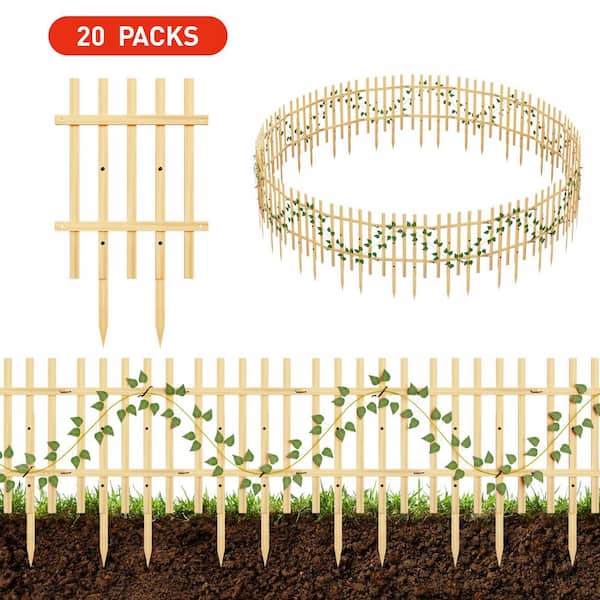 Oumilen Decorative Garden Fence 20-Pack, 20 ft. L x 22.2 in. H No Dig Bamboo Garden Fence, for Outdoor Yard Landscape Patio