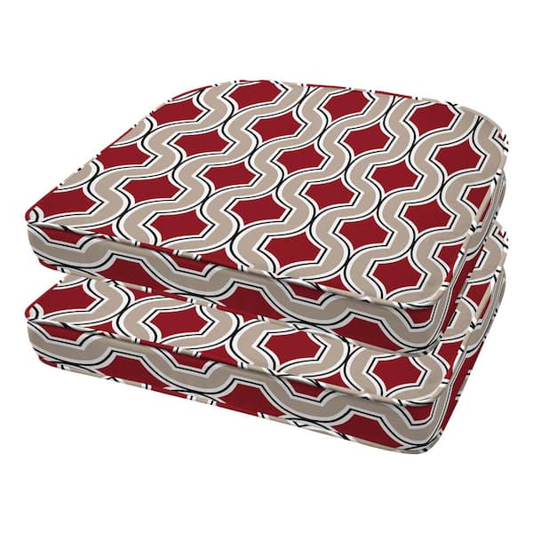 Honeycomb Soraya Scarlet Red Rounded Outdoor Seat Cushion (2-Pack)