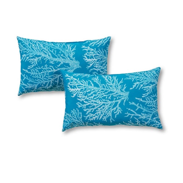 Greendale Home Fashions Sea Coral Lumbar Outdoor Throw Pillow (2-Pack)