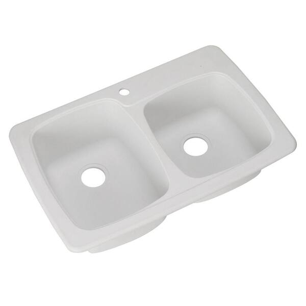 Franke Dual Mount Granite 33 in. 1-Hole Double Bowl Kitchen Sink in White