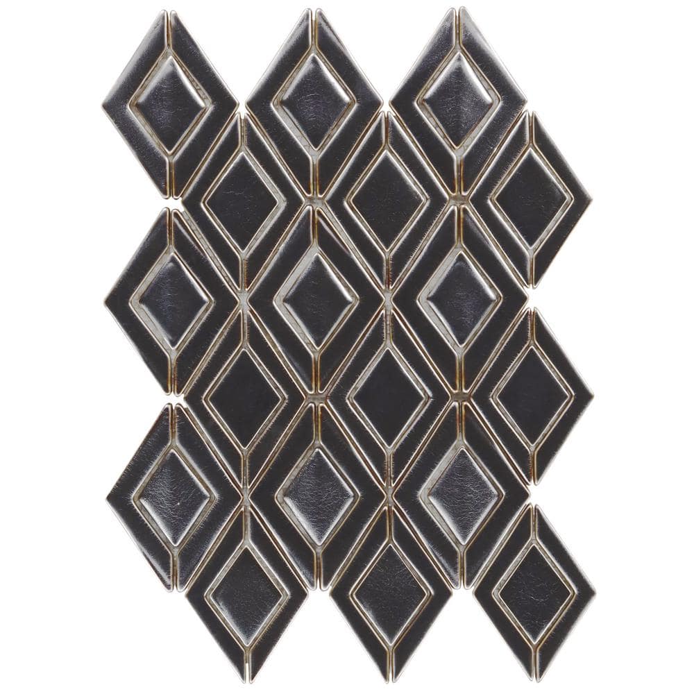 Delphi Jewel Gunmetal 3 in. x 0.55 in. Matt Glass Mosaic Tile Sample price history on PriceWatchPro