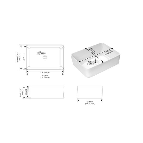 Dyconn 19.3 in. x 14.76 in. Vessel Sink in White Dyconn 19.3 in. x 14.76 in. Vessel Sink in White