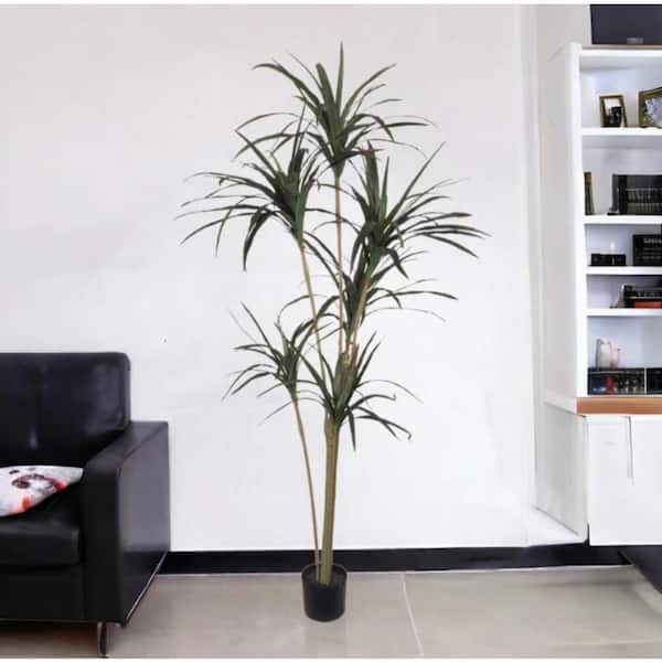 Unbranded 72 in. Green Artificial Dracaena Tree-Premium Lifelike Faux Plant w/ Realistic Leaves, Floral Home by Artificial Flowers