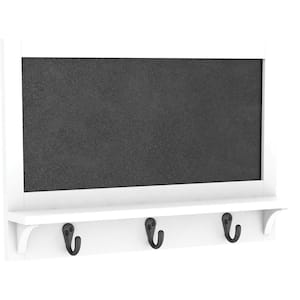 18 in. L White Chalkboard with Hooks