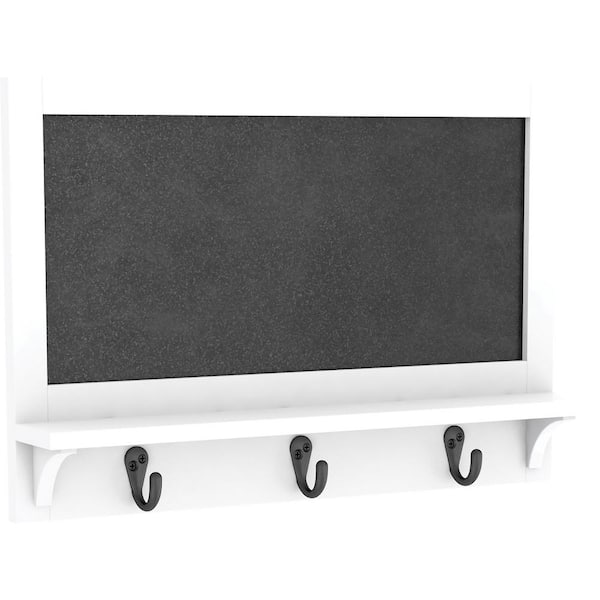 Home Decorators Collection 18 in. L White Chalkboard with Hooks