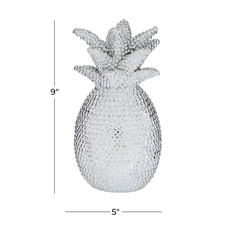 Silver Pineapple Elegance Polystone Sculpture 16"x11"