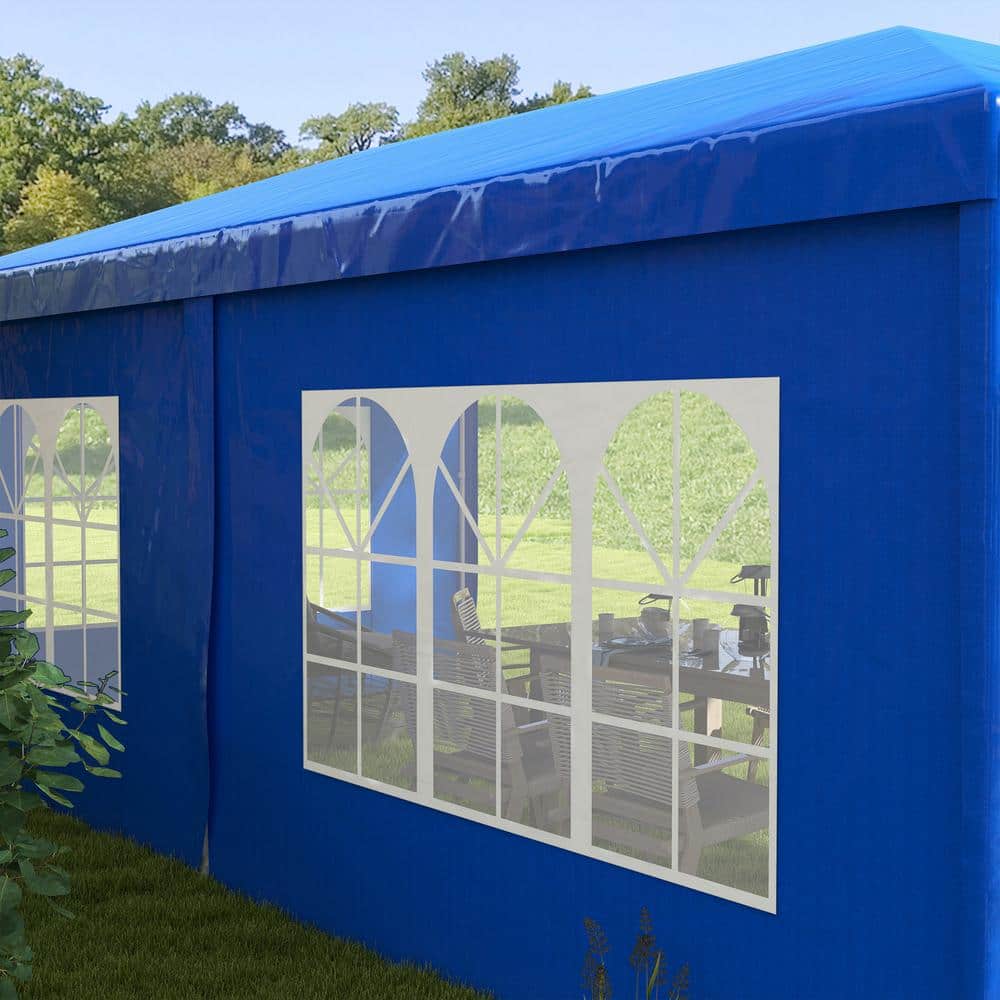 Large Blue Steel Frame Patio Canopy Tent with Sidewalls