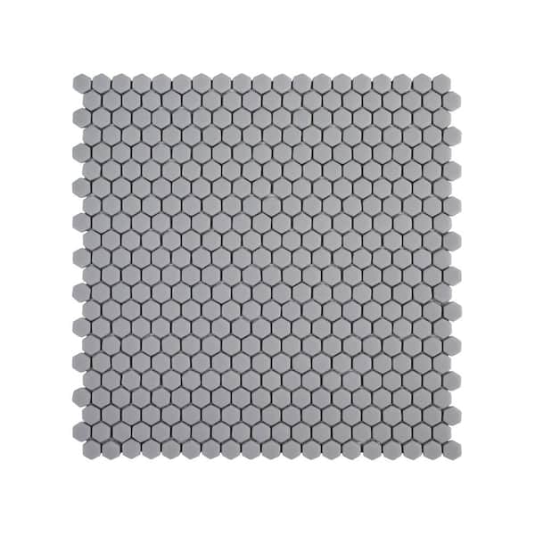 Jeffrey Court Gravity Grey/White 12 in. x 12.25 in. Hexagon Matte Glass Mosaic Wall Tile (10.20 sq. ft./Case)