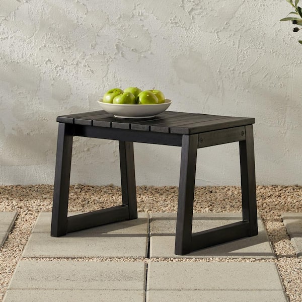 Walker Edison Furniture Company Black Wash Rectangle Wood Modern Box-Leg Outdoor Side Table