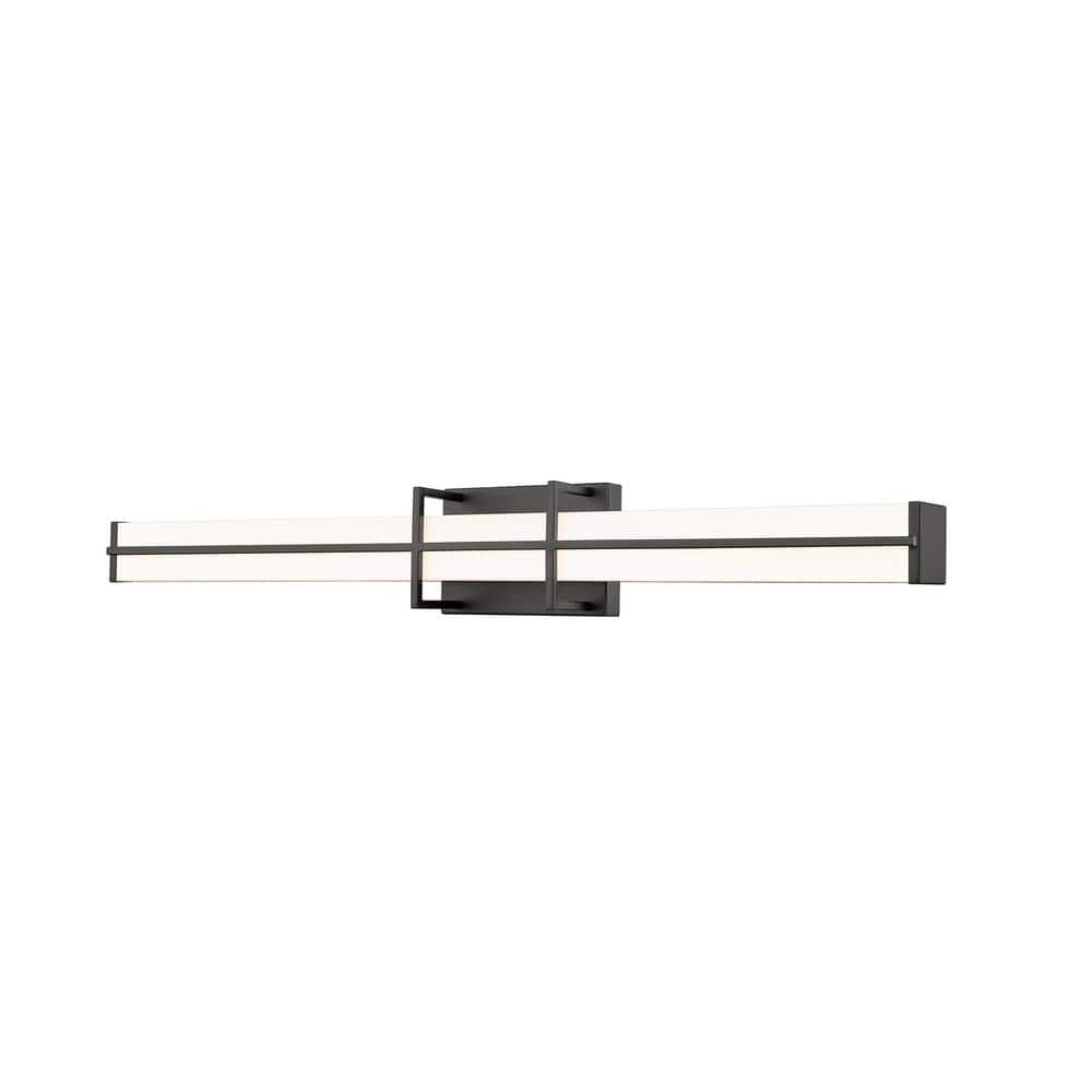 Harrison 32 in. Matte Black Integrated LED Vanity Light with Frosted Plasti