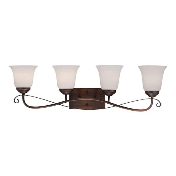 Millennium Lighting 4-Light Rubbed Bronze Sconce with Etched White Glass