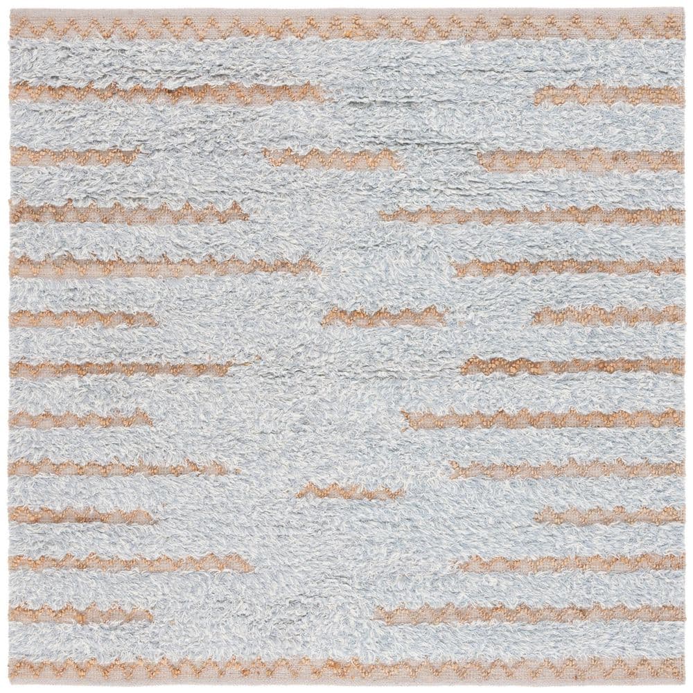 Natura 6 ft. x 6 ft. Gray/Natural Chevron Flokati Striped Square Area Rug price history on PriceWatchPro