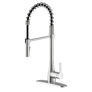 FLOW Classic Series Single-Handle Pull-Down Spring Neck Sprayer Kitchen Faucet (Brushed Nickel)