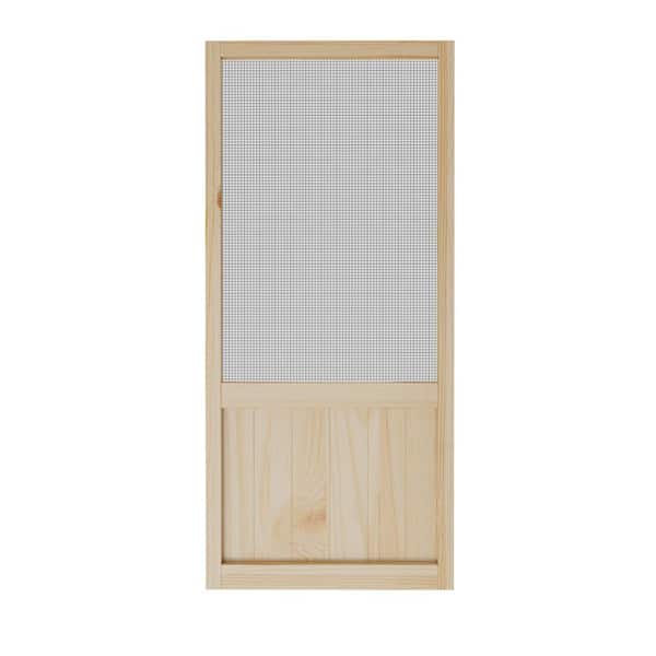 ARK DESIGN 30 in. x 80 in. Single Universal Paneled Finished Pine Wood and Gauze Mesh Hinged Screen Door
