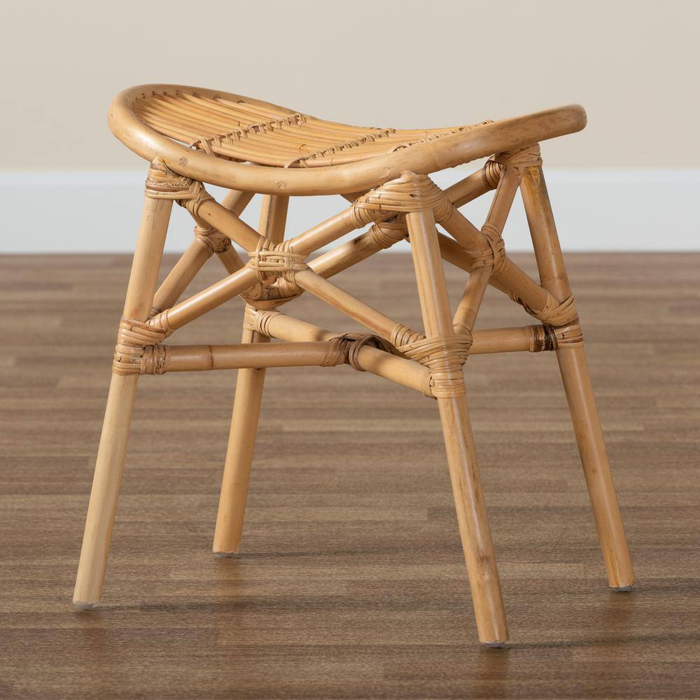 Elgon Natural Brown Rattan Bohemian Footstool