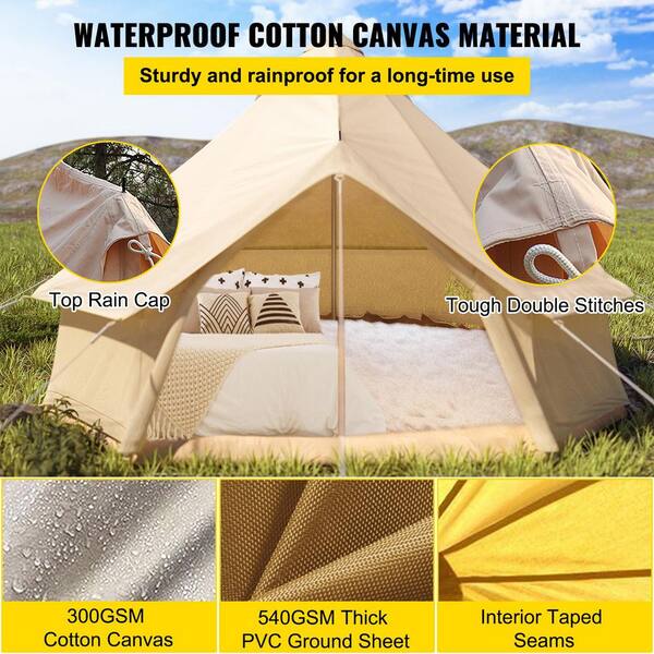 SKYSHALO 8-10 Person Canvas Glamping Bell Tent, Breathable