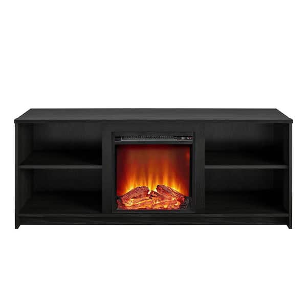 Ameriwood Home Cabrillo 59.69 in. Freestanding Electric Fireplace TV Stand for TVs up to 65 in. in Black Oak