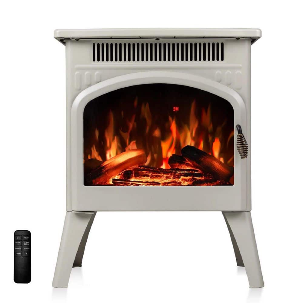 16 in. Freestanding Classic Electric Fireplace in Beige with IR Remote Control, 3D Flame Effect price history on PriceWatchPro