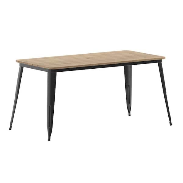 TAYLOR + LOGAN 60 in. Rectangle Brown/Black Plastic 4 Leg Dining Table with Steel Frame (Seats 6)
